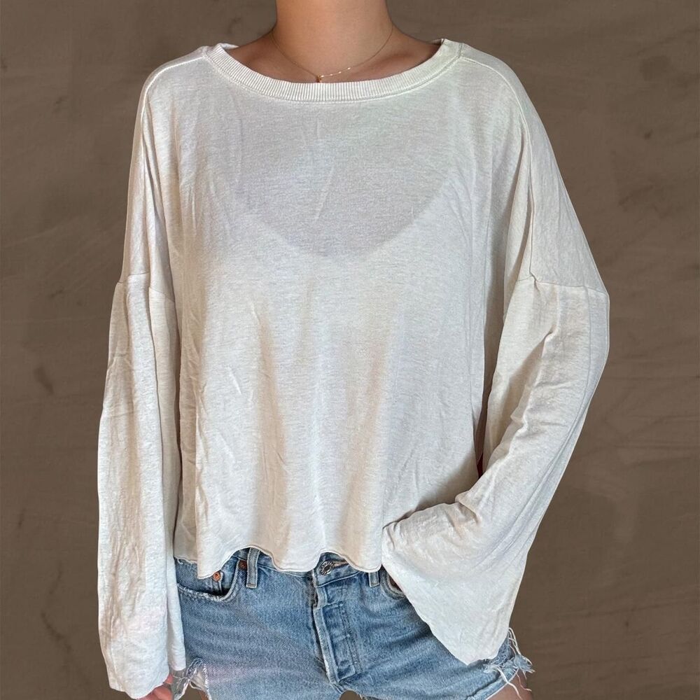 Z Supply cream long sleeve shirt loose size medium